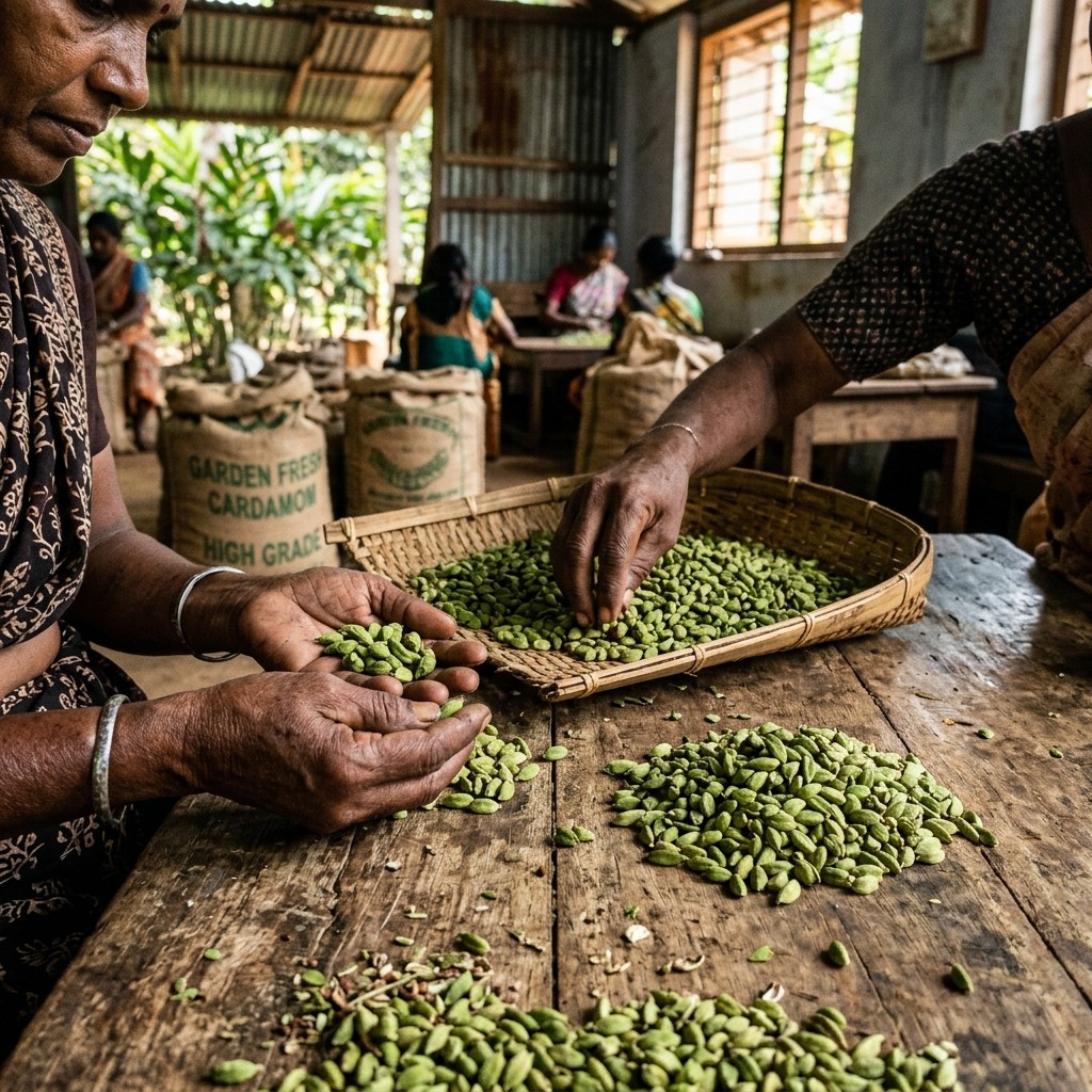 Cardamom Pods Harvesting Close-up